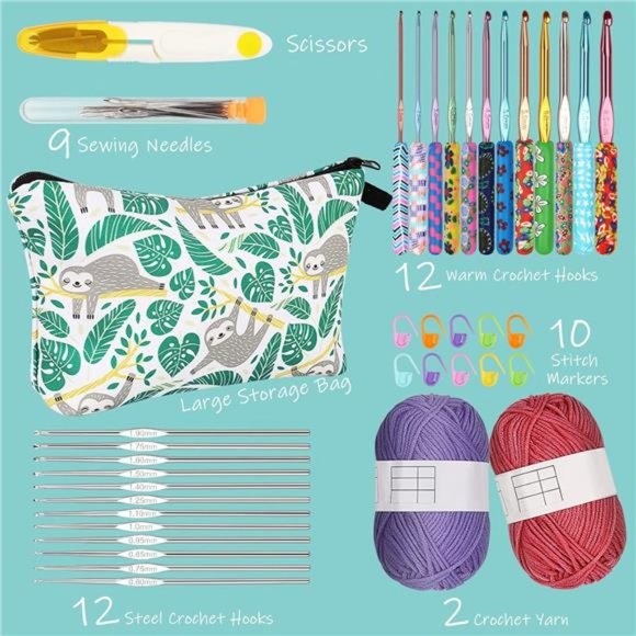 24 Sizes Crochet Hooks with Crochet Yarn Accessories, 2mm(B)-8mm(L) Warm Crochet - Picture 2 of 7